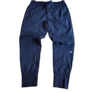 Alo Joggers Women Large Yoga Textured Double Knee Performance Sweatpants Black